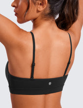 Load image into Gallery viewer, CRZ YOGA Butterluxe V-Neck Sports Bras for Women - Adjustable Thin Straps Padded Yoga Top Basic Wireless Camisole Green Palm Court
