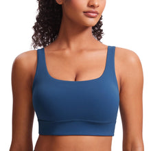 Load image into Gallery viewer, CRZ YOGA Butterluxe Womens U Back Sports Bra - Scoop Neck Padded Low Impact Yoga Clothes Workout Crop Top with Built in Pads French Navy
