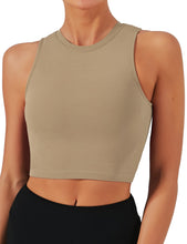 Load image into Gallery viewer, Natural Feelings Nudi Sports Bras for Women Removable Padded Yoga Tank Tops Sleeveless Fitness Workout Crop Tops Khaki
