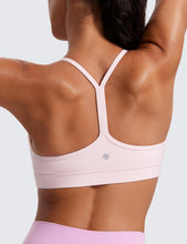 Load image into Gallery viewer, CRZ YOGA Butterluxe Womens Y Back Sports Bra - Padded Racerback Low Impact Spaghetti Thin Strap Workout Yoga Top Strawberry Pink
