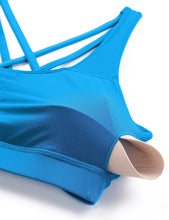Load image into Gallery viewer, CRZ YOGA Women's Strappy Sports Bras Fitness Workout Padded Yoga Criss Cross Back Cami Madagascar Blue
