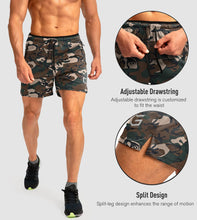 Load image into Gallery viewer, G Gradual Men's 5" Running Shorts with Zip Pockets – Quick-Dry Gym &amp; Athletic Workout Shorts in Green Camo
