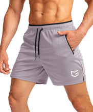 Load image into Gallery viewer, G Gradual Men's 5" Running Shorts with Zip Pockets – Quick-Dry Gym &amp; Athletic Workout Shorts in Light Grey
