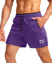 Load image into Gallery viewer, G Gradual Men's 5" Running Shorts with Zip Pockets – Quick-Dry Gym &amp; Athletic Workout Shorts in Purple
