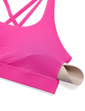 Load image into Gallery viewer, CRZ YOGA Women's Strappy Sports Bras Fitness Workout Padded Yoga Criss Cross Back Cami Hibiscus Purple
