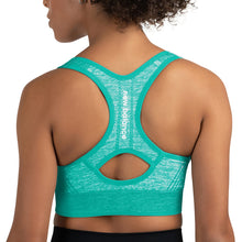 Load image into Gallery viewer, New Balance Women's Seamless MID Impact Heather Keyhole Sport Bra with Removable Pads
