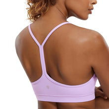 Load image into Gallery viewer, CRZ YOGA Butterluxe Womens Y Back Sports Bra - Padded Racerback Low Impact Spaghetti Thin Strap Workout Yoga Top Elfin Purple
