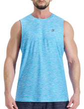 Load image into Gallery viewer, EZRUN Men's Tank Tops Quick Dry Workout Muscle Sleeveless Shirts Summer Gym Athletic Shirt for Swim Beach Running Light Blue
