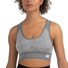 Load image into Gallery viewer, New Balance Women's Seamless MID Impact Heather Keyhole Sport Bra with Removable Pads, Smoky Quartz
