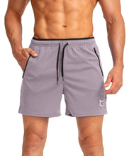 Load image into Gallery viewer, G Gradual Men's 5" Running Shorts with Zip Pockets – Quick-Dry Gym &amp; Athletic Workout Shorts in Light Grey
