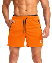 Load image into Gallery viewer, G Gradual Men's 5" Running Shorts with Zip Pockets – Quick-Dry Gym &amp; Athletic Workout Shorts in Orange

