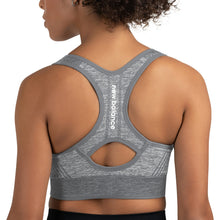 Load image into Gallery viewer, New Balance Women's Seamless MID Impact Heather Keyhole Sport Bra with Removable Pads, Smoky Quartz
