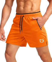 Load image into Gallery viewer, G Gradual Men's 5" Running Shorts with Zip Pockets – Quick-Dry Gym &amp; Athletic Workout Shorts in Orange
