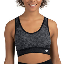 Load image into Gallery viewer, New Balance Women's Seamless MID Impact Heather Keyhole Sport Bra with Removable Pads, Black
