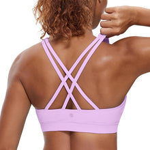 Load image into Gallery viewer, CRZ YOGA Women's Strappy Sports Bras Fitness Workout Padded Yoga Criss Cross Back Cami Lilac
