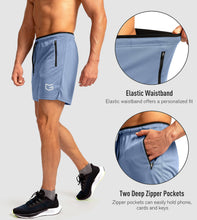 Load image into Gallery viewer, G Gradual Men's 5" Running Shorts with Zip Pockets – Quick-Dry Gym &amp; Athletic Workout Shorts in Light Blue
