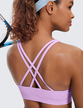 Load image into Gallery viewer, CRZ YOGA Women's Strappy Sports Bras Fitness Workout Padded Yoga Criss Cross Back Cami Lilac
