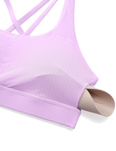Load image into Gallery viewer, CRZ YOGA Women's Strappy Sports Bras Fitness Workout Padded Yoga Criss Cross Back Cami Lilac
