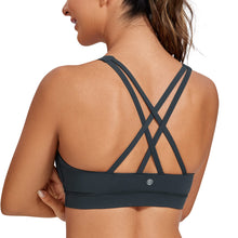 Load image into Gallery viewer, CRZ YOGA Women's Strappy Sports Bras Fitness Workout Padded Yoga Criss Cross Back Cami Melanite
