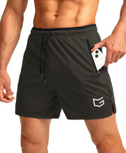 Load image into Gallery viewer, G Gradual Men's 5" Running Shorts with Zip Pockets – Quick-Dry Gym &amp; Athletic Workout Shorts in Olive Green
