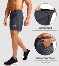 Load image into Gallery viewer, G Gradual Men's 5" Running Shorts with Zip Pockets – Quick-Dry Gym &amp; Athletic Workout Shorts in Dark Grey
