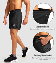 Load image into Gallery viewer, G Gradual Men's 5" Running Shorts with Zip Pockets – Quick-Dry Gym &amp; Athletic Workout Shorts in Black
