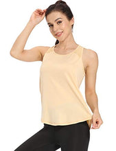 Load image into Gallery viewer, Aeuui Workout Tops for Women Mesh Racerback Tank Yoga Shirts Gym Clothes Yellow
