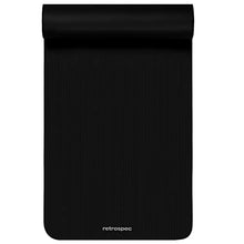 Load image into Gallery viewer, Retrospec Solana Yoga Mat 1" Thick w/Nylon Strap for Men &amp; Women - Non Slip Exercise Mat for Home Yoga, Pilates, Stretching, Floor &amp; Fitness Workouts - Black
