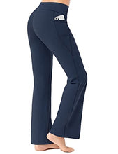 Load image into Gallery viewer, FIRST WAY Buttery Soft Women's Bootcut Yoga Pants Capris with 3 Pockets Lounge Floral Printing Full-Length, Insignia Blue L
