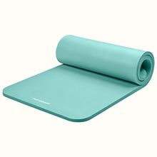 Load image into Gallery viewer, Retrospec Solana Yoga Mat 1" Thick w/Nylon Strap for Men &amp; Women - Non Slip Exercise Mat for Home Yoga, Pilates, Stretching, Floor &amp; Fitness Workouts - Blue Lagoon
