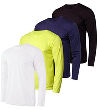 Load image into Gallery viewer, 4 Pack:Mens Long Sleeve T-Shirt Workout Clothes Quick Dry Fit Gym Tee Shirt Athletic Active Performance Casual Moisture Wicking Exercise Clothing Running Cool Sport Training Undershirt Top-Set 9-S
