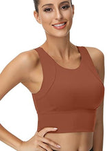 Load image into Gallery viewer, High Neck Sports Bra for Women Longline Full Coverage Sports Bras Medium Impact Padded Workout Crop Tops for Yoga Gym

