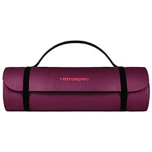 Load image into Gallery viewer, Retrospec Solana Yoga Mat 1" Thick w/Nylon Strap for Men &amp; Women - Non Slip Exercise Mat for Home Yoga, Pilates, Stretching, Floor &amp; Fitness Workouts - Boysenberry
