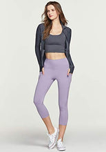 Load image into Gallery viewer, TSLA High Waist Yoga Pants with Pockets, Tummy Control Yoga Leggings, Non See-Through Workout Running Tights, Capris Pocket Peachy Lavender
