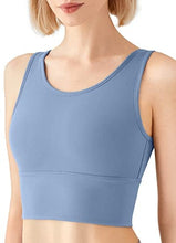 Load image into Gallery viewer, High Neck Sports Bra for Women Longline Low Back Sports Bras Medium Impact Padded Workout Crop Tops for Yoga Gym
