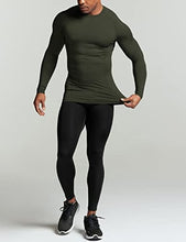 Load image into Gallery viewer, ATHLIO Men's UPF 50+ Long Sleeve Compression Shirts, Water Sports Rash Guard Base Layer, Athletic Workout Shirt, 3pack Black/Navy/Hunter Green
