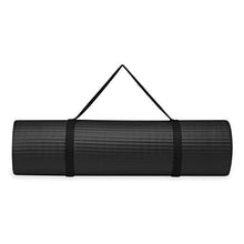 Load image into Gallery viewer, Gaiam Essentials Thick Yoga Mat Fitness &amp; Exercise Mat with Easy-Cinch Carrier Strap, Black, 72"L X 24"W X 2/5 Inch Thick
