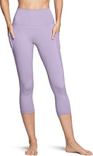 Load image into Gallery viewer, TSLA High Waist Yoga Pants with Pockets, Tummy Control Yoga Leggings, Non See-Through Workout Running Tights, Capris Pocket Peachy Lavender
