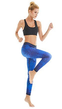 Load image into Gallery viewer, COOLOMG Women's Yoga Running Pants Printed Compression Leggings Workout Tights Hidden Pocket Sky Small

