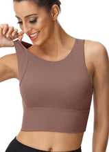 Load image into Gallery viewer, High Neck Sports Bra for Women Longline Full Coverage Sports Bras Medium Impact Padded Workout Crop Tops for Yoga Gym
