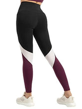 Load image into Gallery viewer, QUEENIEKE Women Yoga Pants Blocking Mesh Workout Running Leggings Tights with Pockets XS Dark Rose Red
