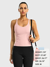 Load image into Gallery viewer, ATTRACO Women Yoga Tops with Built in Bra Gym Ribbed Workout Tank Crop Top Pink
