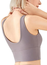 Load image into Gallery viewer, High Neck Sports Bra for Women Longline Low Back Sports Bras Medium Impact Padded Workout Crop Tops for Yoga Gym
