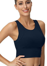 Load image into Gallery viewer, High Neck Sports Bra for Women Longline Full Coverage Sports Bras Medium Impact Padded Workout Crop Tops for Yoga Gym
