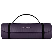 Load image into Gallery viewer, Retrospec Solana Yoga Mat 1" Thick w/Nylon Strap for Men &amp; Women - Non Slip Exercise Mat for Home Yoga, Pilates, Stretching, Floor &amp; Fitness Workouts - Eggplant
