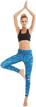 Load image into Gallery viewer, COOLOMG Women's Yoga Running Pants Printed Compression Leggings Workout Tights Hidden Pocket Waves
