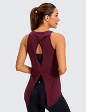 Load image into Gallery viewer, CRZ YOGA Women's Pima Cotton Workout Tank Tops Tie Back Sleeveless Shirts Yoga Athletic Open Back Sport Gym Tops Berry Heather Medium
