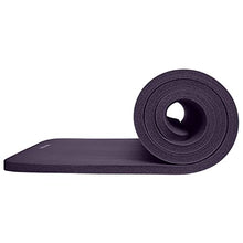 Load image into Gallery viewer, Retrospec Solana Yoga Mat 1" Thick w/Nylon Strap for Men &amp; Women - Non Slip Exercise Mat for Home Yoga, Pilates, Stretching, Floor &amp; Fitness Workouts - Eggplant
