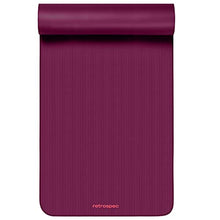 Load image into Gallery viewer, Retrospec Solana Yoga Mat 1" Thick w/Nylon Strap for Men &amp; Women - Non Slip Exercise Mat for Home Yoga, Pilates, Stretching, Floor &amp; Fitness Workouts - Boysenberry

