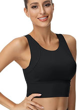 Load image into Gallery viewer, High Neck Sports Bra for Women Longline Full Coverage Sports Bras Medium Impact Padded Workout Crop Tops for Yoga Gym
